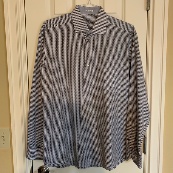 Bugatchi Other - Bugatchi Shaped fit Size L dress shirt, charcoal gray stripe pattern